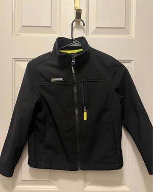 Mountain Xpedition Boys Black Softshell Full-Zip Jacket with Neon Accents